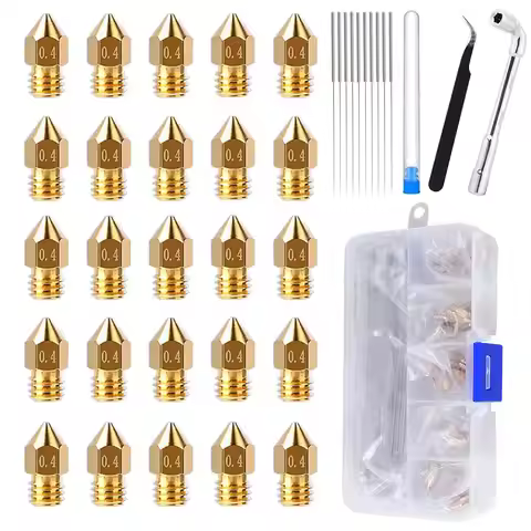 25PCS MK8 Ender 3 V2 Nozzles, 3D Printer Brass Hotend Nozzle for Creality Ender 3/Ender 3 Pro/Ender 