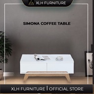 XLH Furniture Simona Coffee Table With Two Drawer XLH-CT 6666 TV ( L 100 cm x W 55cm x H 39.6 cm)