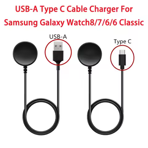 USB-A Type C Cable Charger For Samsung Galaxy Watch8/7/6/6 Classic/5/5 Pro/4/4 Classic/Active Smartw
