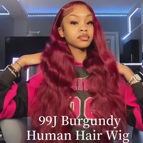 99J Burgundy Body Wave Human Hair 13x4 13x6 HD Lace Front Wig 40 Inch Human Hair Pre Plucked Free Pa