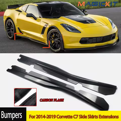 CARBON FLASH PAINTED For 2014-2019 Corvette C7 Side Skirts Extensions Z06 Style