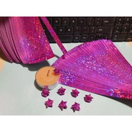 600 Strips Pink Color Tiny Lucky Stars Origami Paper Kits. 16.5cm x 0.8cm. (4D Glittering paper seri