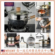 【WUCHT】Japanese Style Stainless Steel SUS304 Steamer with Glass Lid Solid Wood Handle 18cm Steamer 1