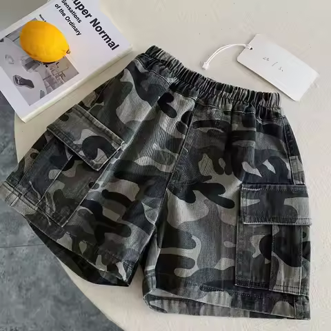 Boys Camouflage Shorts 2026 Summer New Children's Casual Cropped Pants Toddler Joggers Baby Pants Cl