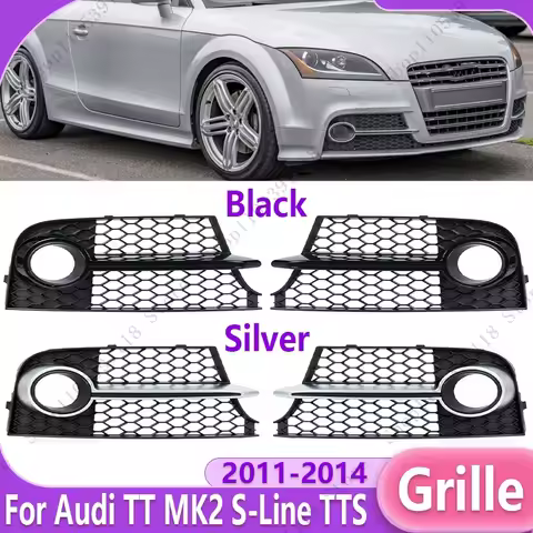 Car Front Bumper Fog Light Cover Trim Honeycomb Decoration Fog Lamp Grille For Audi TT MK2 S-Line TT