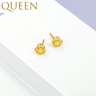 emas 916 original gold Blossom heart-shaped stud earrings Non tarnish hypoallergenic Daily use