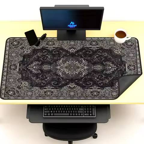 Gothic Mouse Pad Gaming Desk Mat Ornate 120x60 Pattern Black Nonslip Mousepad Premium White Accessor