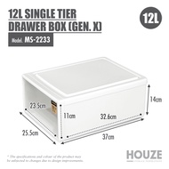 [HOUZE] Single Tier Drawer 4L | 7L | 12L | 18L | 36L (Gen. X) - Stackable | Sliding | Organizer | Storage | Plastic | Drawer| Case | Pull Out | Durable