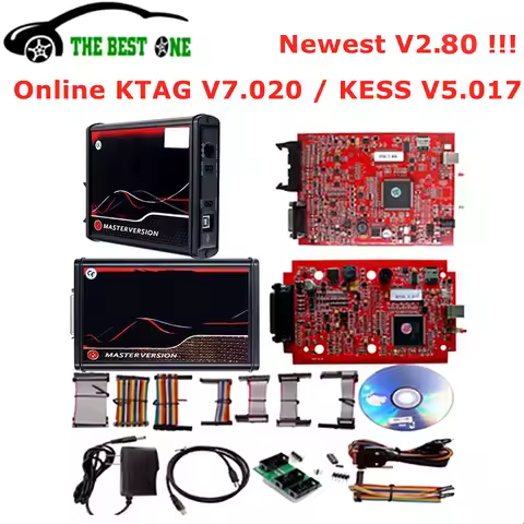 Online 2.80 EU Red KESS V5.017 No Token KTAG V7.020 2.25 K-tag 4 LED BDM Frame Kess 5.017 OBD2 Manag