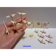 Lot of 20pcs 3.3cm Floral Design Origami Crane Cake Toppers, Cocktail Pickers. (JD paper series). #C