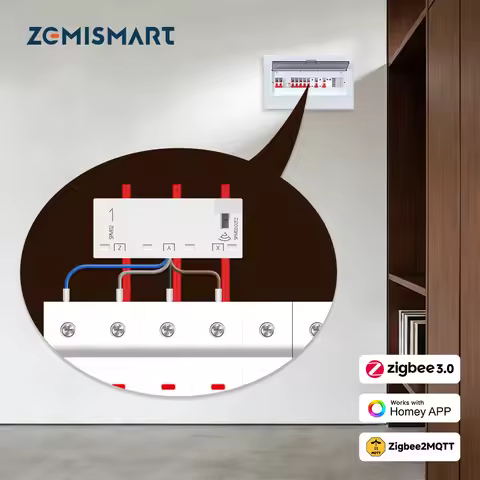 Zemismart Zigbee 3.0 Energy Meter 3 Phase Power Monitor 63A Electrical Measuring Work with Homey Sup