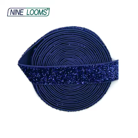 NINE LOOMS Metallic Glitter Elastics 5/8" 15mm Spandex Band Hair Tie Bracelet Headband Dress DIY Sew