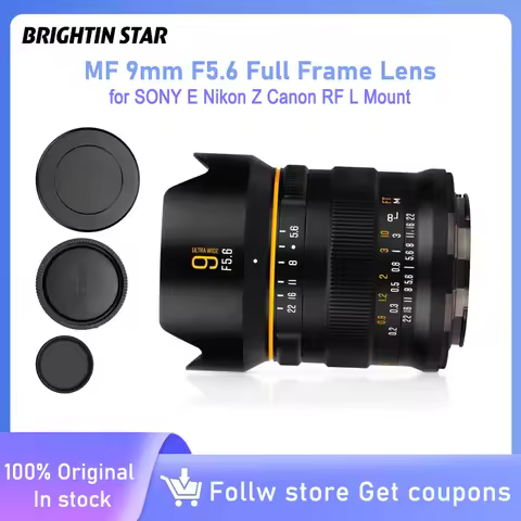 Brightin Star 9mm F5.6 Full Frame Lens Ultra Wide-Angle Manual Focus Mirrorless Camera Lens for SONY