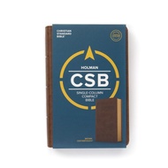 CSB Single-Column Compact Bible, Brown Leathertouch
