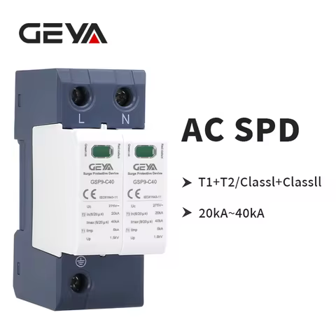 GEYA AC SPD 40KA 385V 275V T1 T2 House Lightning Surge Protector Protective Solar Low-Voltage Arrest