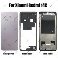 For Xiaomi Redmi 14C Front Middle Frame Housing Battery Door Back Cover Housing Case