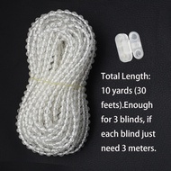 FQTANJU 10 Yards Clear Plastic Roller Blind Bead Chain Cord with 12 PCS Connector Clips Replacement 