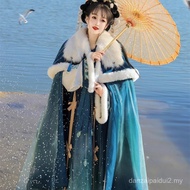[Yan Ruyu] Traditional Hanfu Shawl Cloak - Feminine Tang-Inspired Design for Autumn/Winter