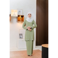 [ SAGE GREEN ] NOW DESIGN Baju Kurung Yuna Scallop 2.0 | Kurung Moden | Kain lipat batik | Material 