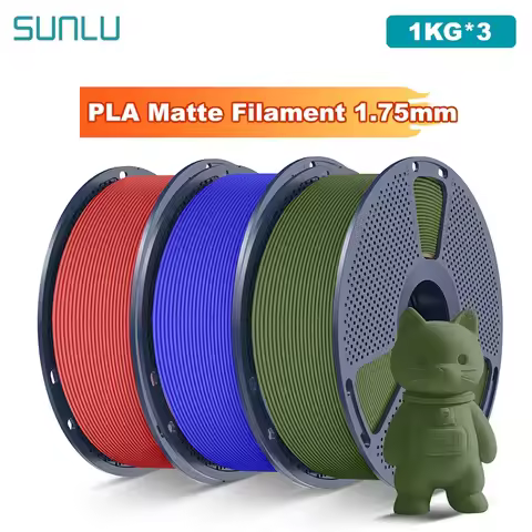 SUNLU 3KG PLA Matte 3D Printer Filament 1.75mm 1000g Spool (2.2lbs) Neatly Arranged No Knot Filament