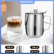 Frothing Pitcher 33.8oz/50.7oz Stainless Steel Coffee Cup Milk Frothing Jug with Lid for Latte Coffe