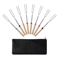 (PQAT) Marshmallow Roasting Sticks (8 Pack) 32 Inches Extendable Telescoping Smores Skewers for Fire