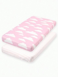 2入組柔軟針織毛巾布嬰兒搖床床單,3d設計,新生兒禮物