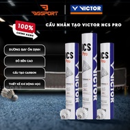 Genuine Victor NCS Pro Artificial Shuttlecocks - 12 Balls - Semi-Artificial - Stable - Competition S