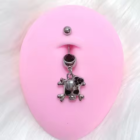 Grunge Accessories Skull Belly Button Rings Punk Charms Crystal Skeleton Body Piercing Jewelry Goth 