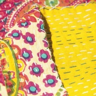 印度花朵純綿雙人床單 曼陀羅圖騰沙發布料-刺繡黃色皇宮花朵風