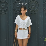 Augety Studio IROVY SKORT Short Low-Rise Linen Slit Skirt Pants