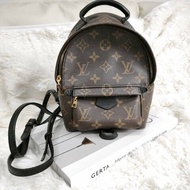LV Palm Springs 棕色 老花 塗層帆布拼牛皮 mini 雙肩包