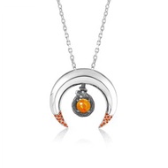 火歐泊三女神項鍊組合 14k金+純銀月牙形套裝吊墜 哥特銜尾蛇墜子