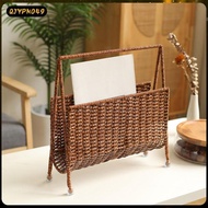 [qjypno49] Magazine Storage Rack Display Stand Newspapers Holder Metal Wire Frame Rattan