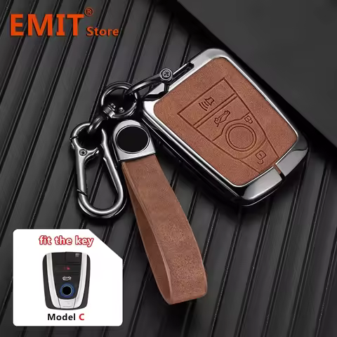 Zinc Alloy Genuine Leather Car Key Case Fit for BMW I3 I8 Series Protection Shell Key Cover Keychain