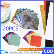 20pcs 10 Colors Holographic Glittered Cardstock Glitter Cardstock Board DIY Paper For Arts Cardstock