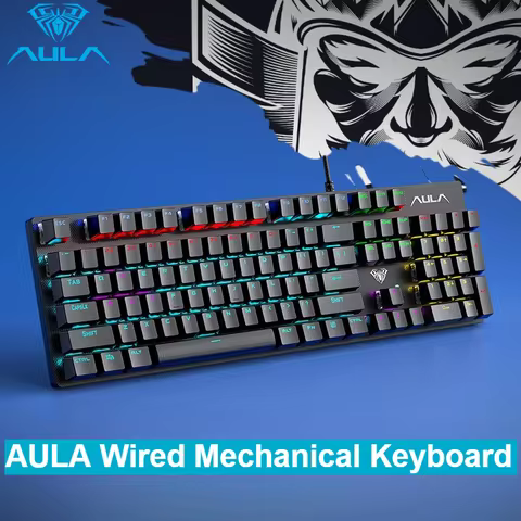 AULA Mechanical Gaming Keyboard Wired Backlight 104 Keys ABS Keycaps Esports Mechanical Keyboard for