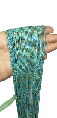 หินเทอร์ควอยส์ หินแท้ธรรมชาติ 1 เส้น ขนาด 1.5มม. ความยาว 15.25 นิ้ว อะไหล่ร้อยเครื่องประดับ อะไหล่ร้อยสร้อย 1 Strand of Natural Top Quality Turquoise Undyed Untreated Tiny Seed Tube Beads Gemstone Jewelry Making Supplies