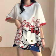 Oversize Korean Style Unisex Jersey HELLO KITTY Loose Football Jersey No. 15 Sports Jersey Streetwea