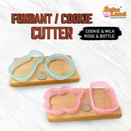 CAKE LAND Fondant Cookie Biscuit Cutter -Milk And Cookie / Rose And Bottle