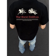 GTAL American Style War Horse Cotton T-Shirt Mens Digital Direct Spray Heavyweight Loose Fit Short S