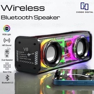 SPEAKER V8 BLUETOOTH DOUBLE SPEAKER TRANSPARENT SUBWOOFER MUSIC SPEAKER RGB LED LIGHT MECHA SPEAKER 