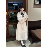 Váy Dài Tay Kiểu Pháp Rojita Váy Dài Chữ a Cổ Tròn Xếp Nếp Bằng Vải Polyester Mùa Xuân 2025