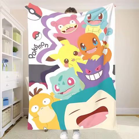 P-Pokemon Pikachu Character Premium Plush Throw Blanket Super Soft Lightweight Warm For Bed Couch Tr