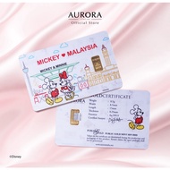 DISNEY X AURORA ITALIA (0.5g) 999.9 Disney Mickey Love Malaysia Limited Edition Gold Bar