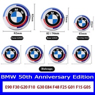 7Pcs/Set BMW 50th Anniversary Front and Rear Grille Logo KITH Steering Wheel Logo Sticker Hubcap For