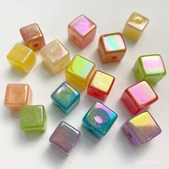 Pendant Hole Plated Acrylic Material Square Straight Decorative Onion Hand Beaded diy Pink Mobile Ph