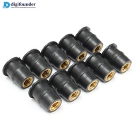 DIGIFOUNDER 10Pcs/pack Motorcycle Universal Modified Windshield Rubber Nuts Bolts Screws M5 M6 Faste