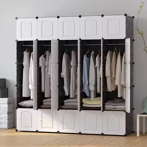 1pc/New Wardrobe Simple Cloth Wardrobe Clothes Storage Cabinet Rental House Plastic Assembly Dormito