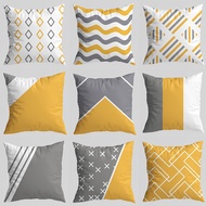 Yellow Gray Geometry Pattern Pillow Case 40x40/45x45/50x50cm Short Plush Cushion Cover Home Decor
